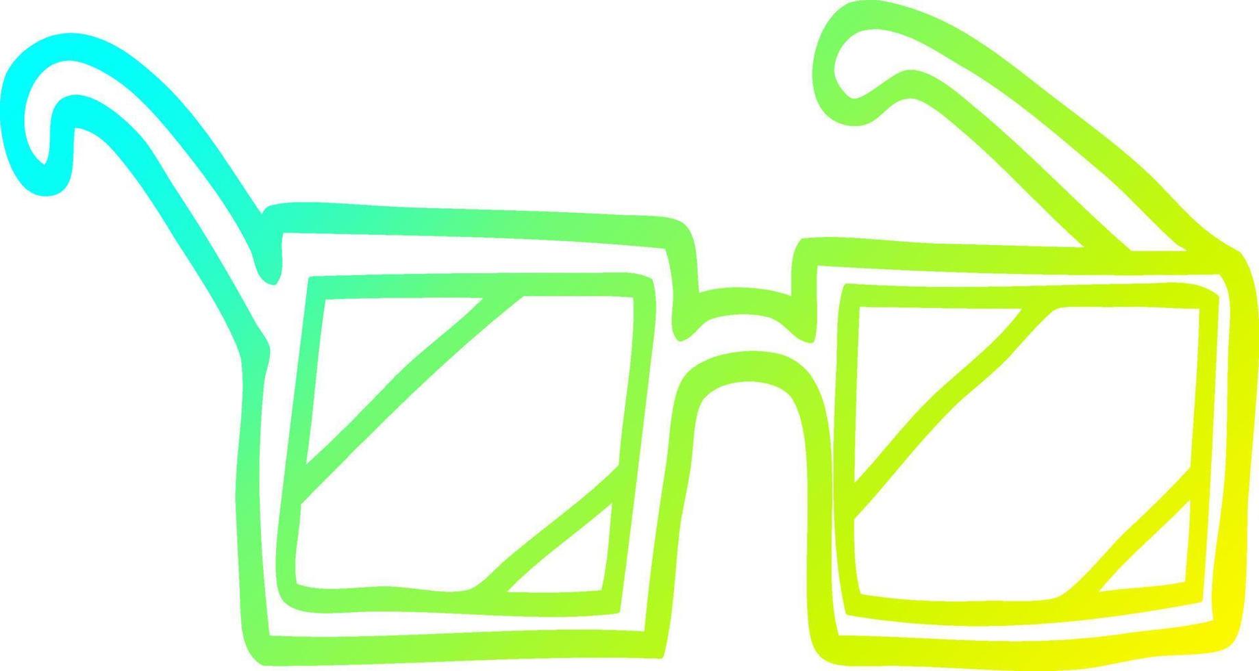 cold gradient line drawing cartoon square spectacles vector