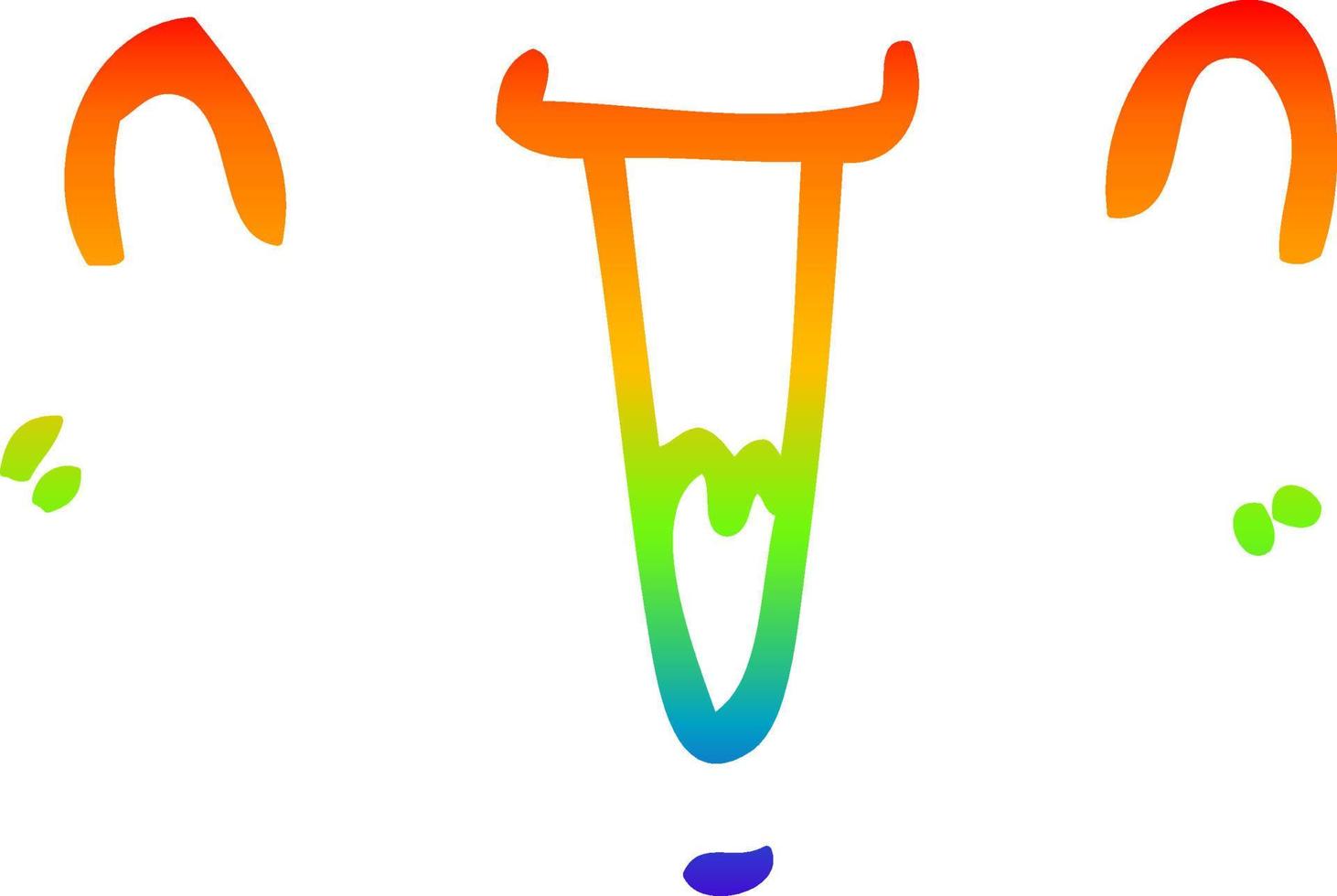 dibujo de línea de gradiente de arco iris linda cara de dibujos animados feliz vector