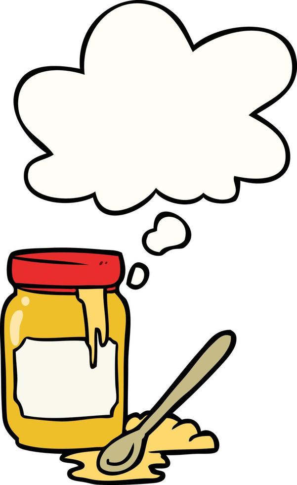 cartoon jar of honey and thought bubble vector