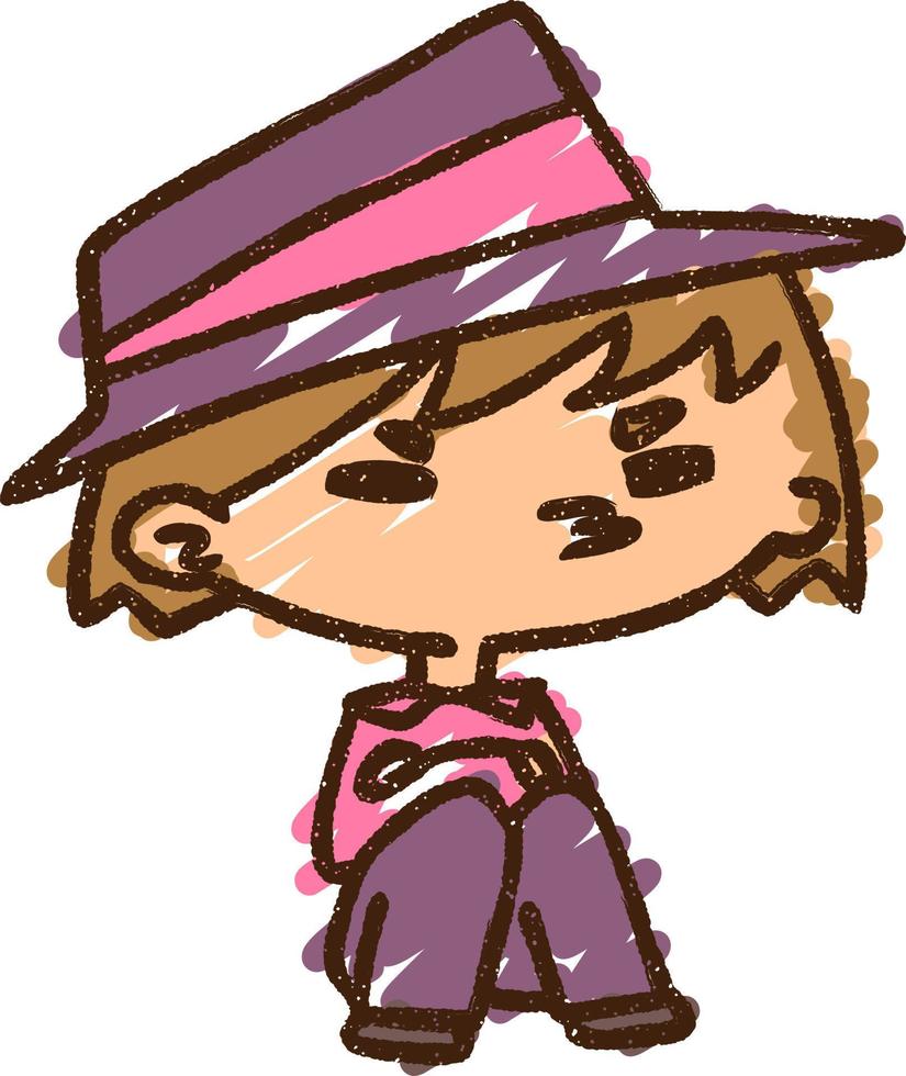 Fashionable Boy Chalk Drawing vector