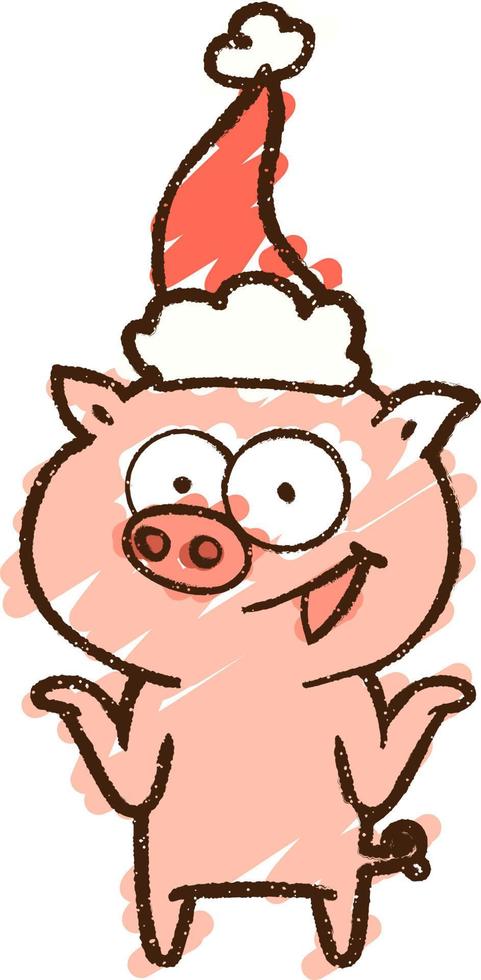 Christmas Pig Chalk Drawing vector