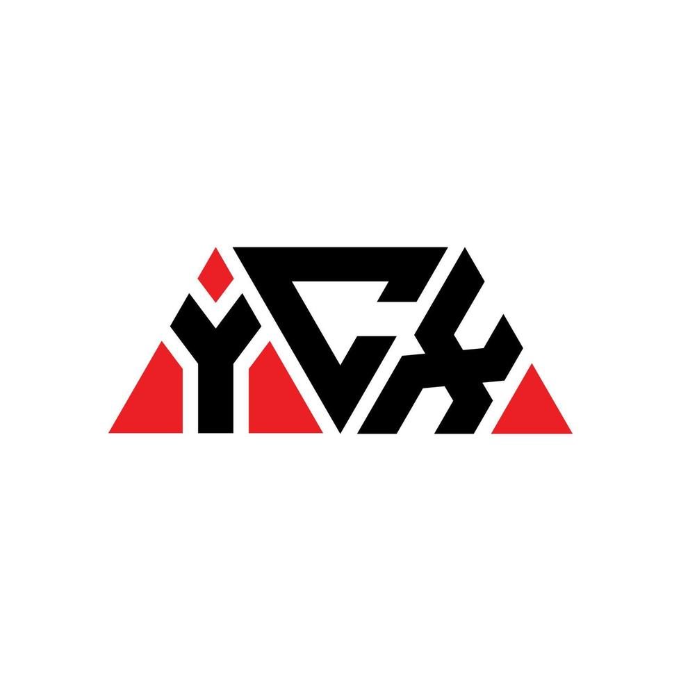 YCX triangle letter logo design with triangle shape. YCX triangle logo design monogram. YCX triangle vector logo template with red color. YCX triangular logo Simple, Elegant, and Luxurious Logo. YCX