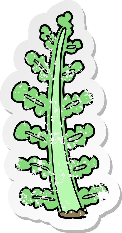 distressed sticker of a cartoon plant vector