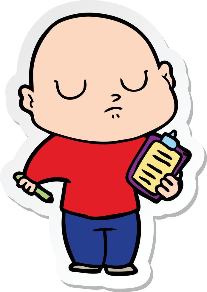 sticker of a cartoon bald man vector