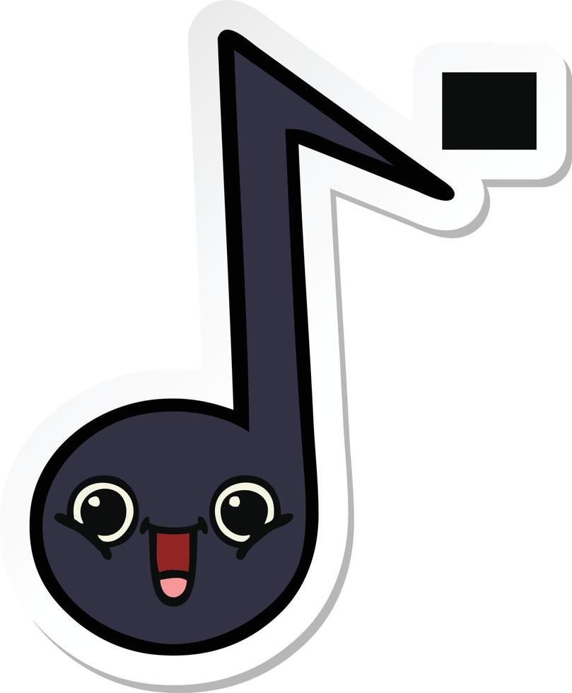 sticker of a cute cartoon musical note vector