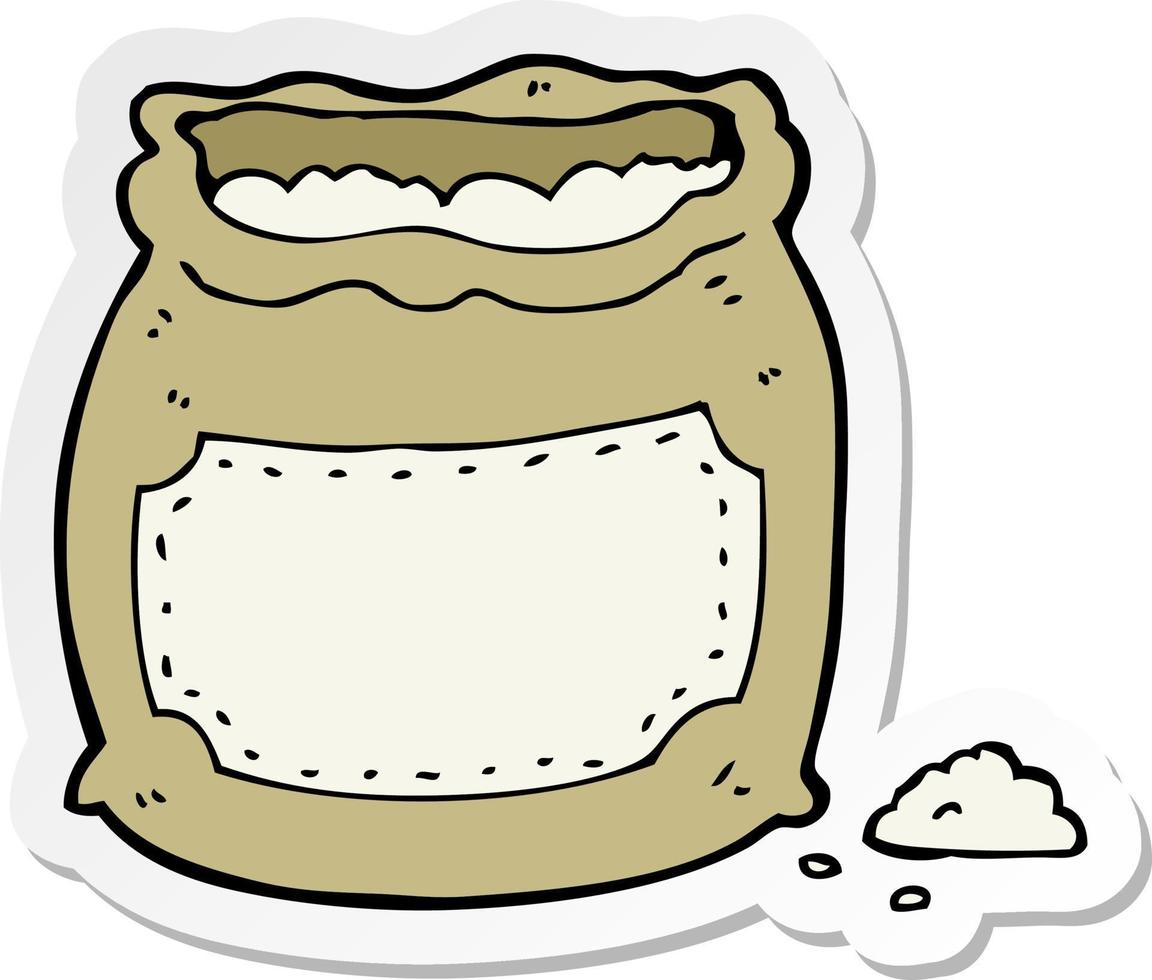 sticker of a cartoon bag of flour vector