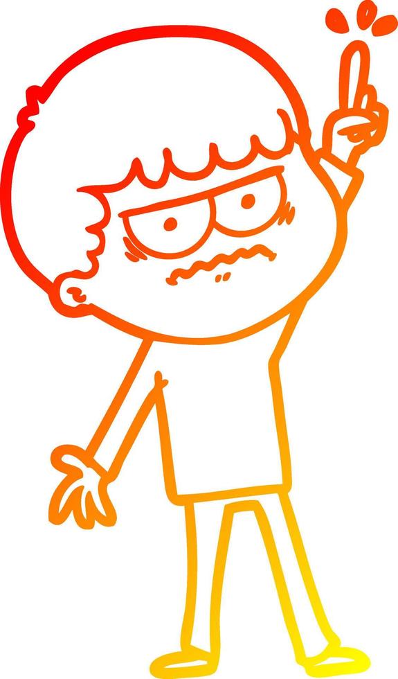 warm gradient line drawing cartoon annoyed man vector