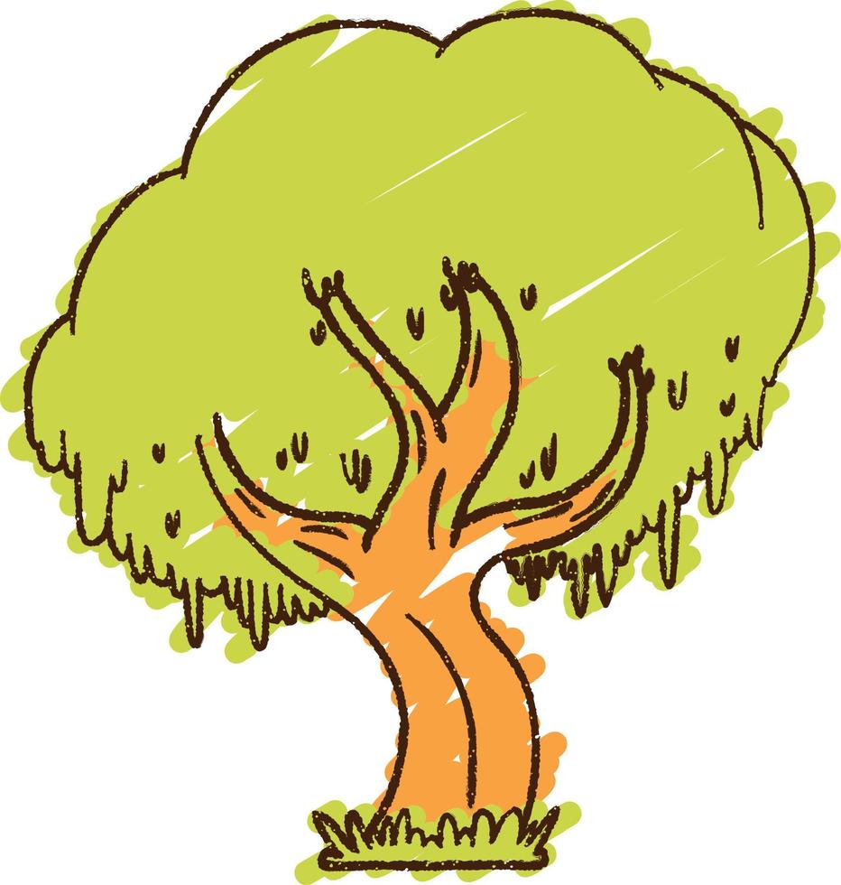 dibujo de tiza de árbol vector