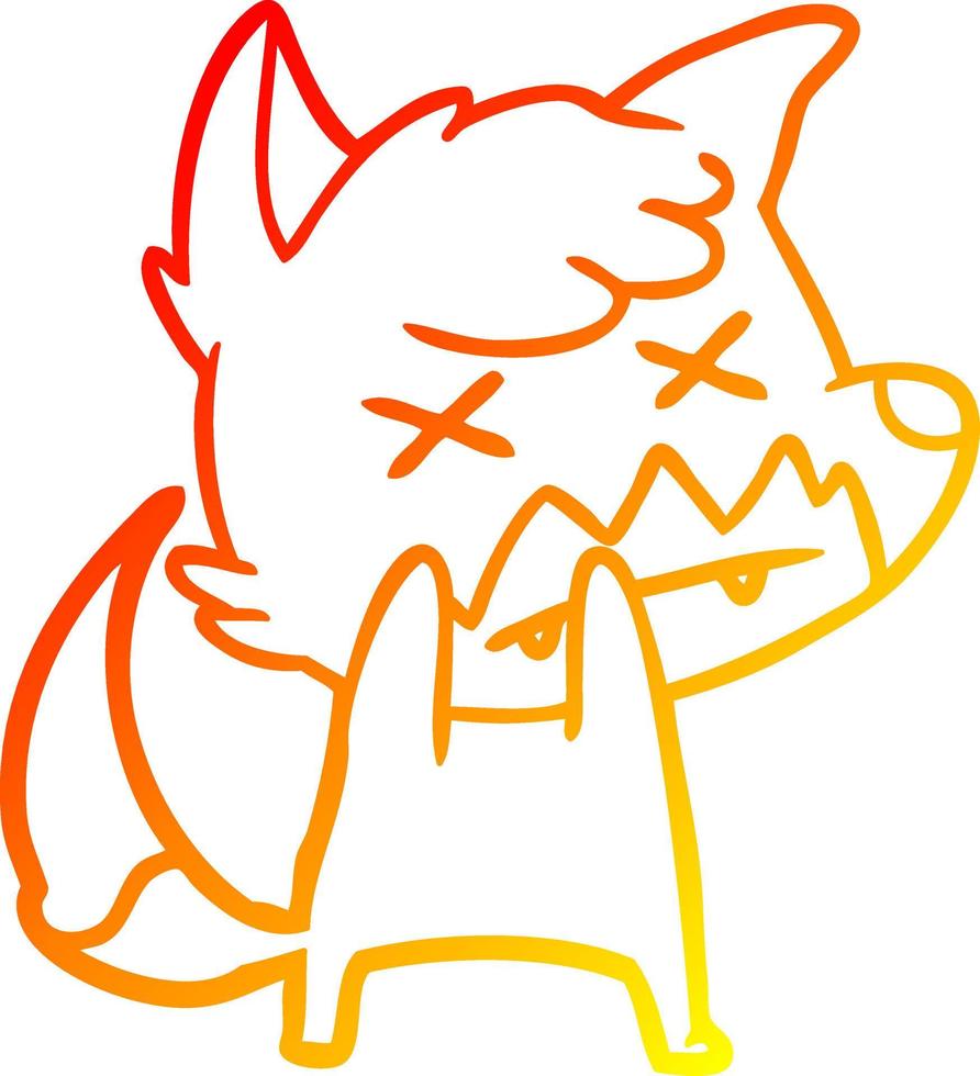 warm gradient line drawing cartoon dead fox vector