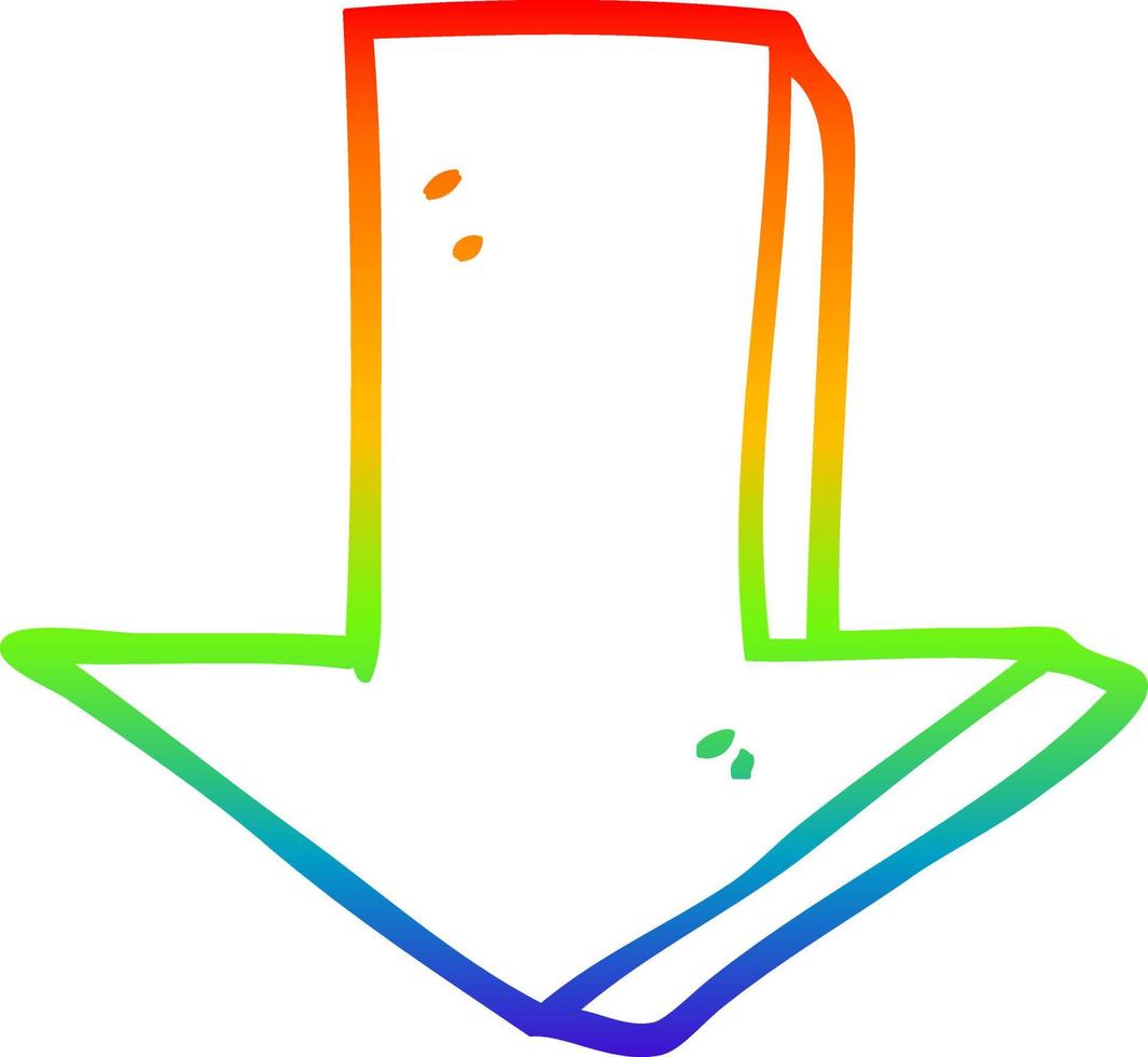 rainbow gradient line drawing cartoon pointing arrow vector