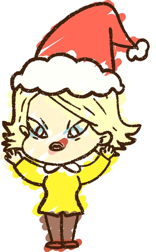 Christmas Woman Chalk Drawing vector