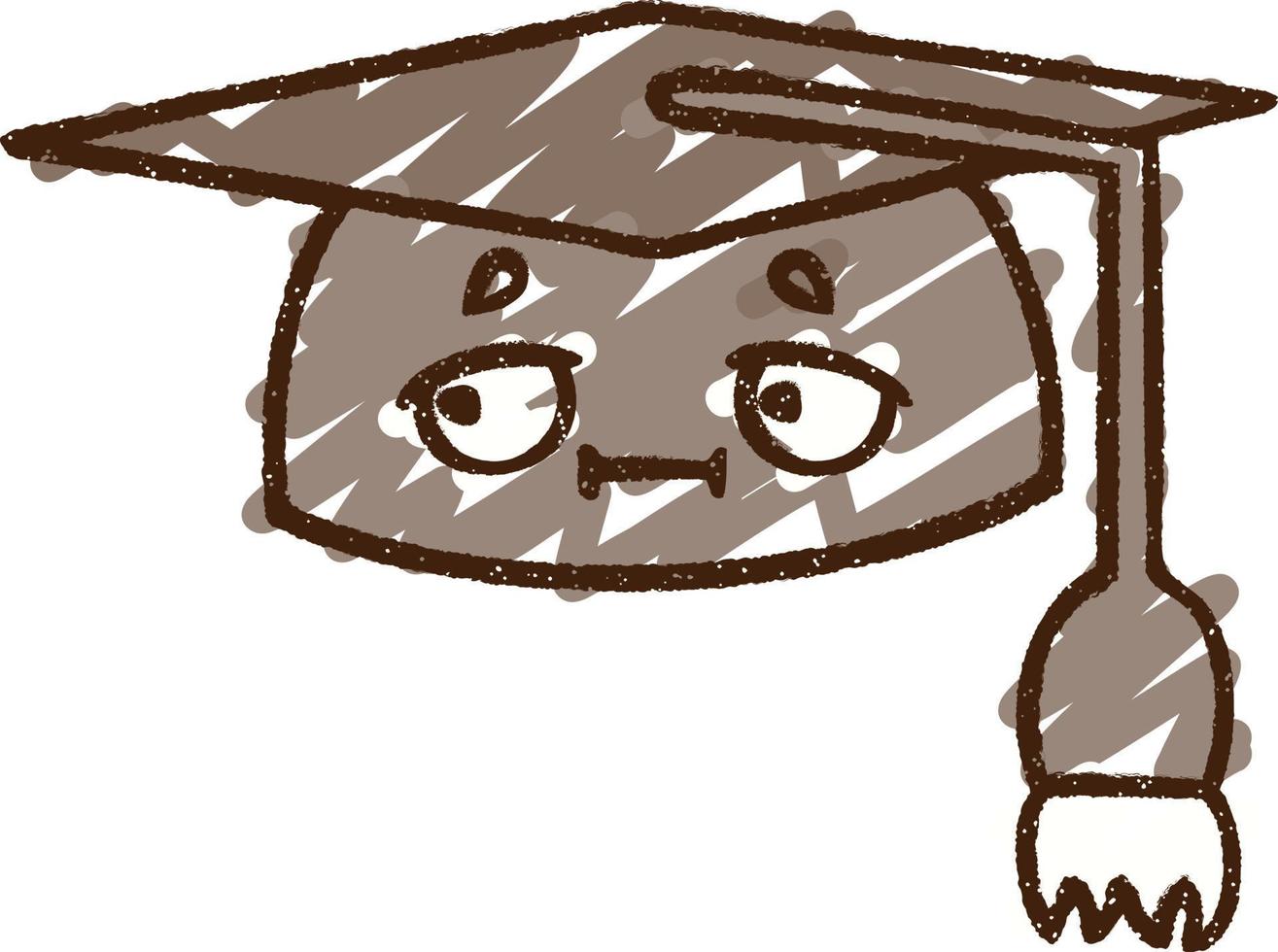 dibujo de tiza de gorro de graduación vector