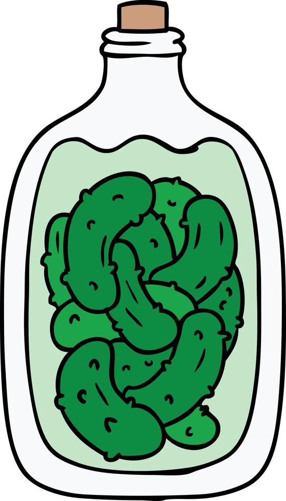 cartoon doodle jar of pickled gherkins vector