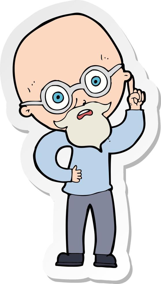 sticker of a cartoon old man vector