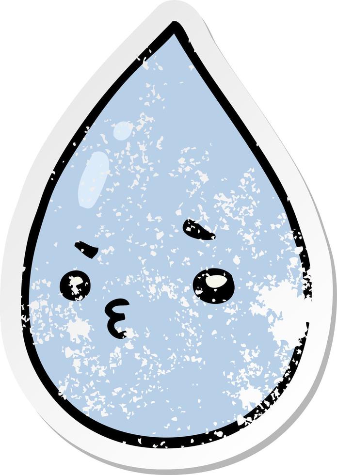 distressed sticker of a cartoon cute raindrop vector