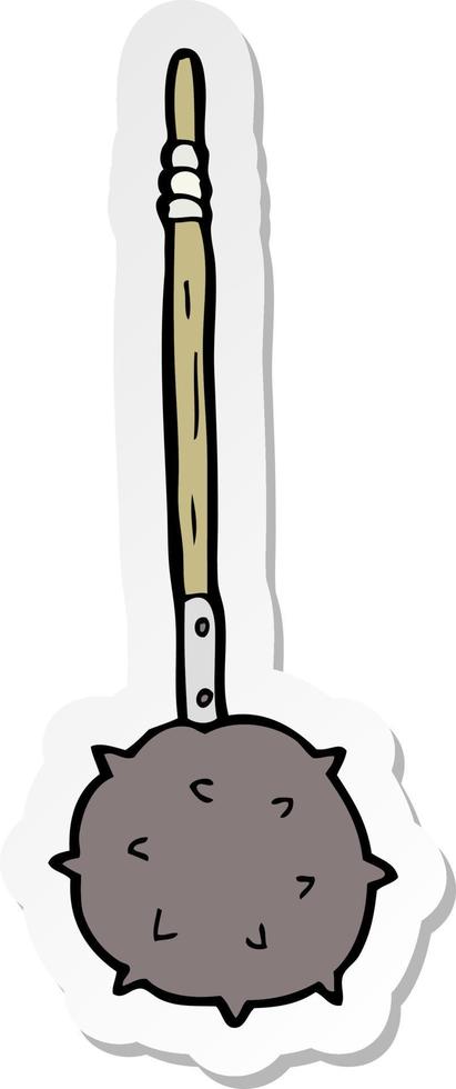 sticker of a cartoon medieval mace vector