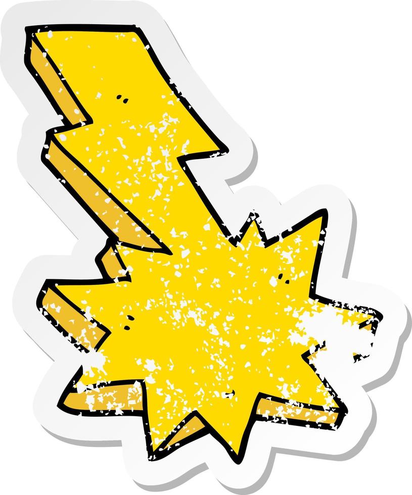 distressed sticker of a cartoon lightning strike vector