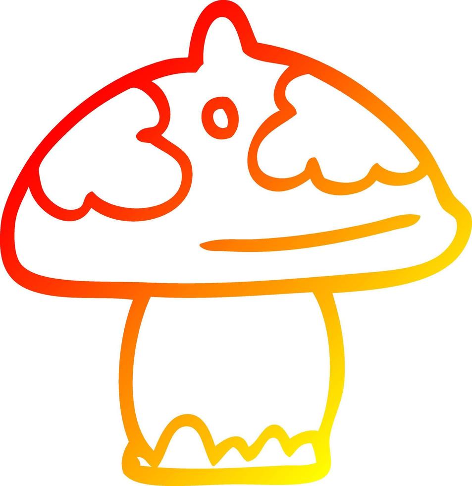 warm gradient line drawing cartoon mushroom vector