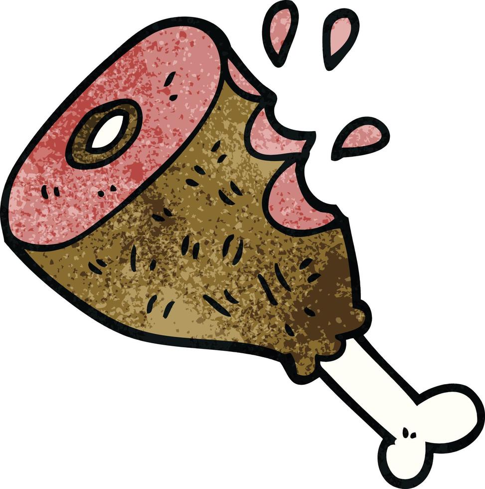 cartoon doodle cooked meat vector