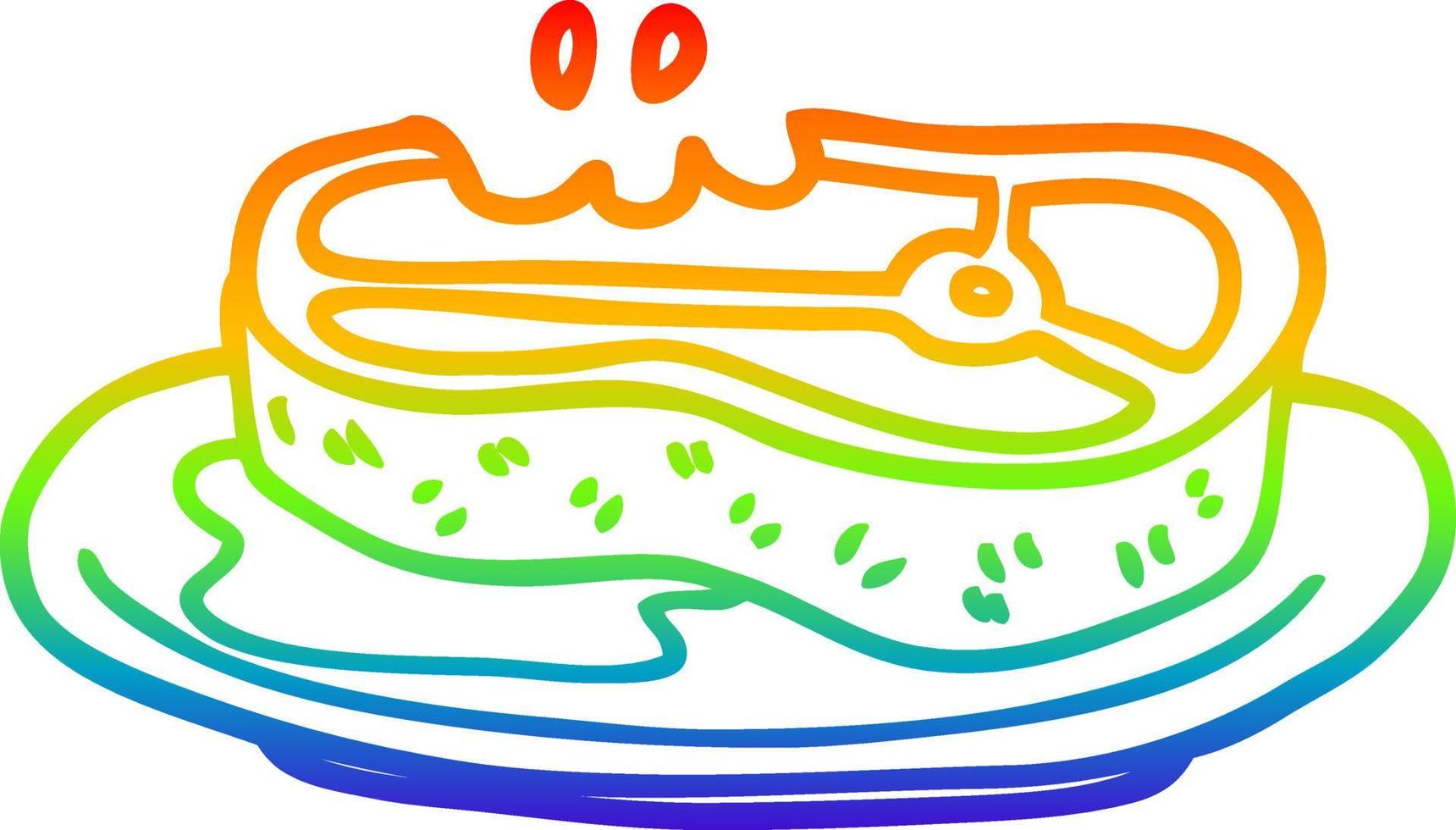 rainbow gradient line drawing cartoon rare steak vector
