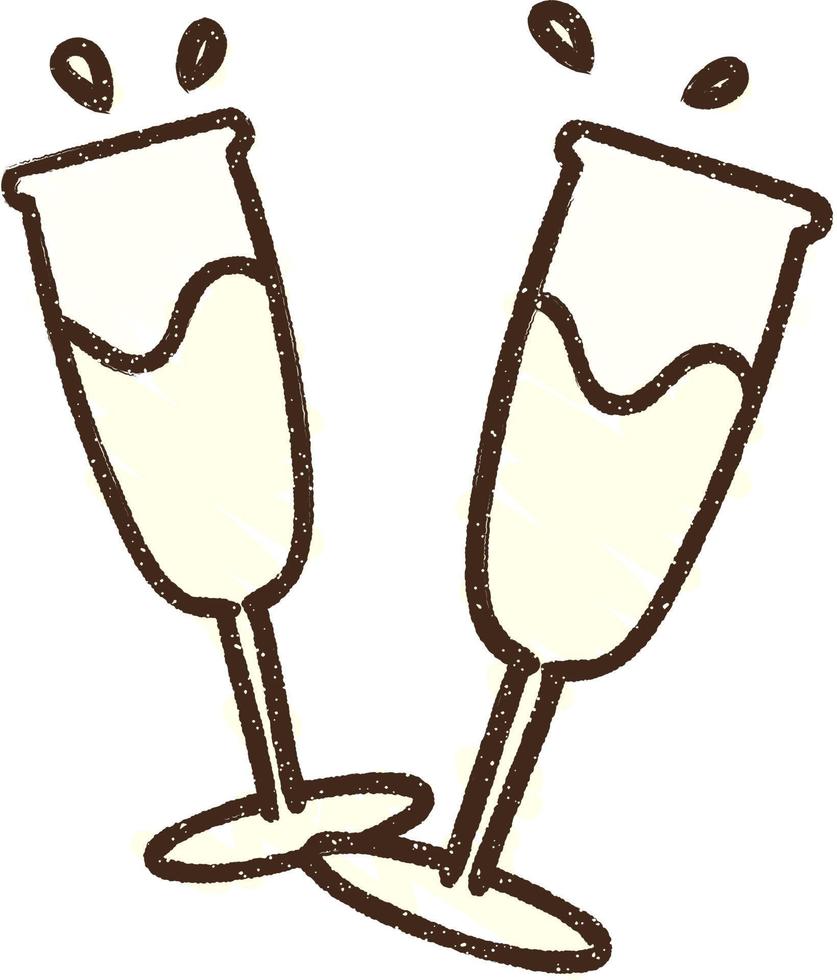 Champagne Flutes Chalk Drawing vector