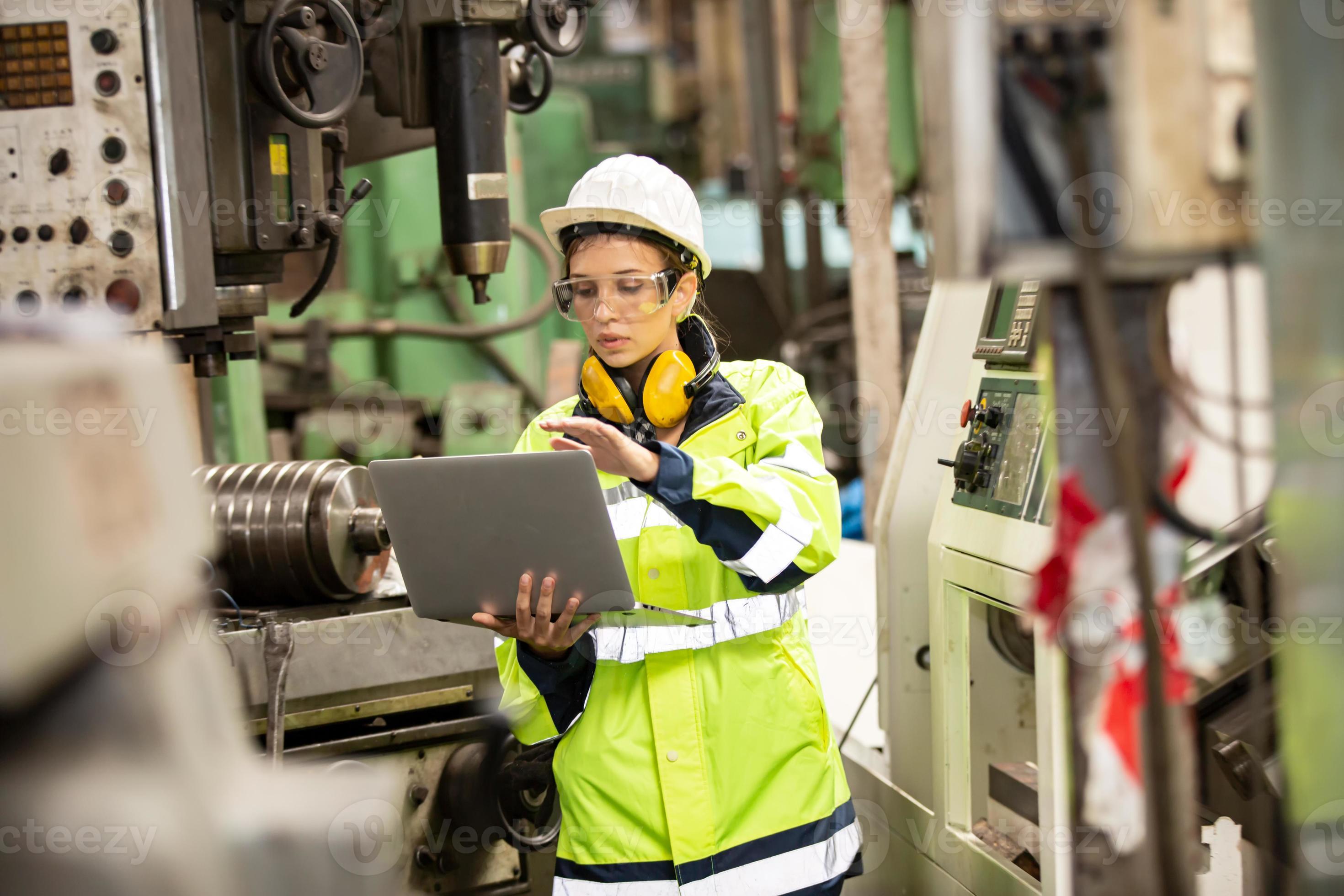 Female empowerment, working female industry worker or engineer woman
