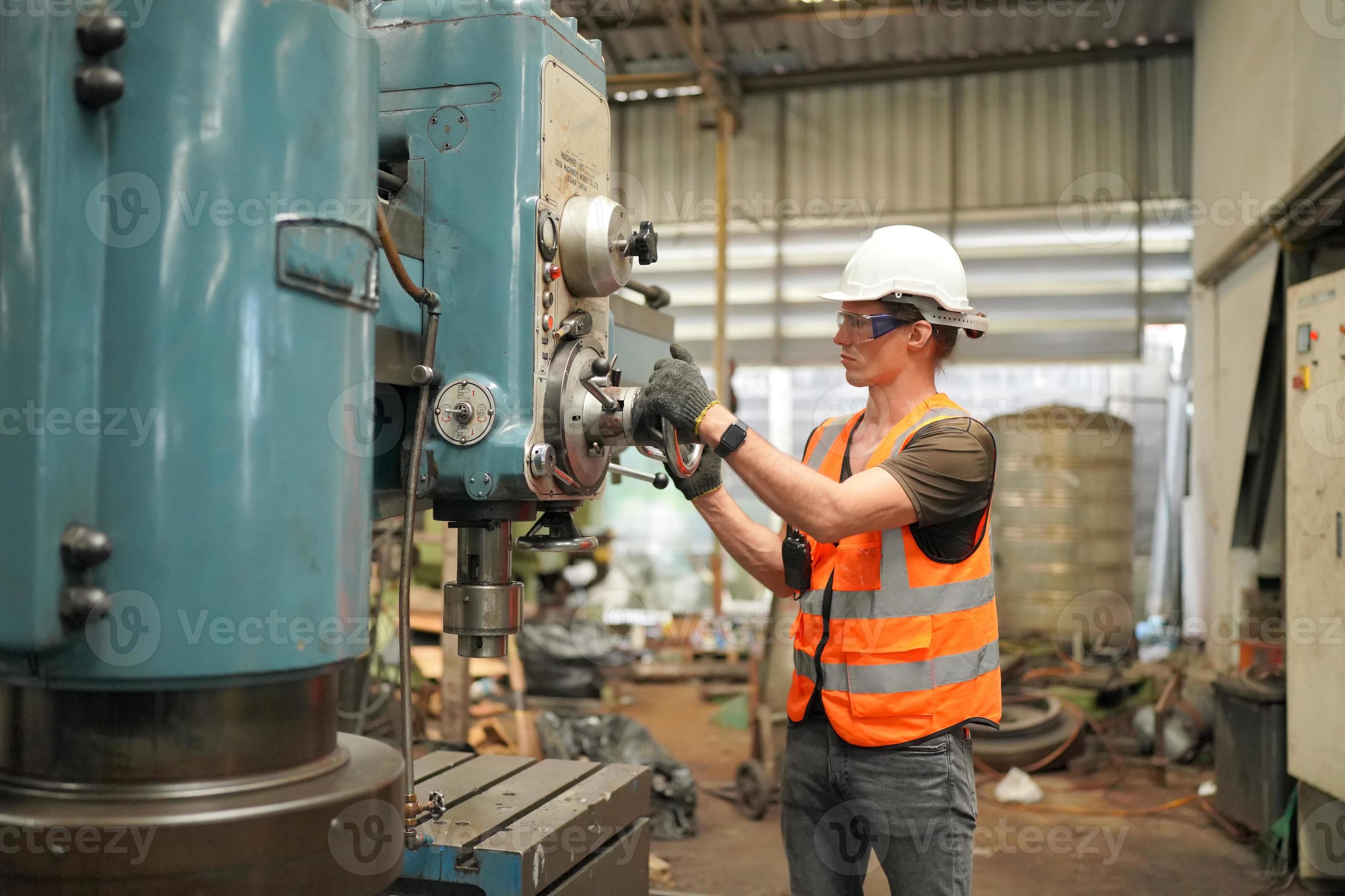 Portrait of a Professional Heavy Industry Engineer Worker Wearing