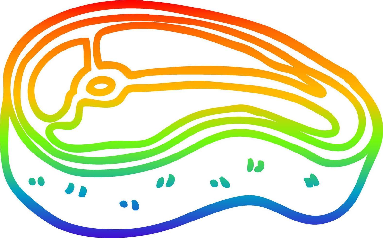 rainbow gradient line drawing cartoon well cooked meat vector