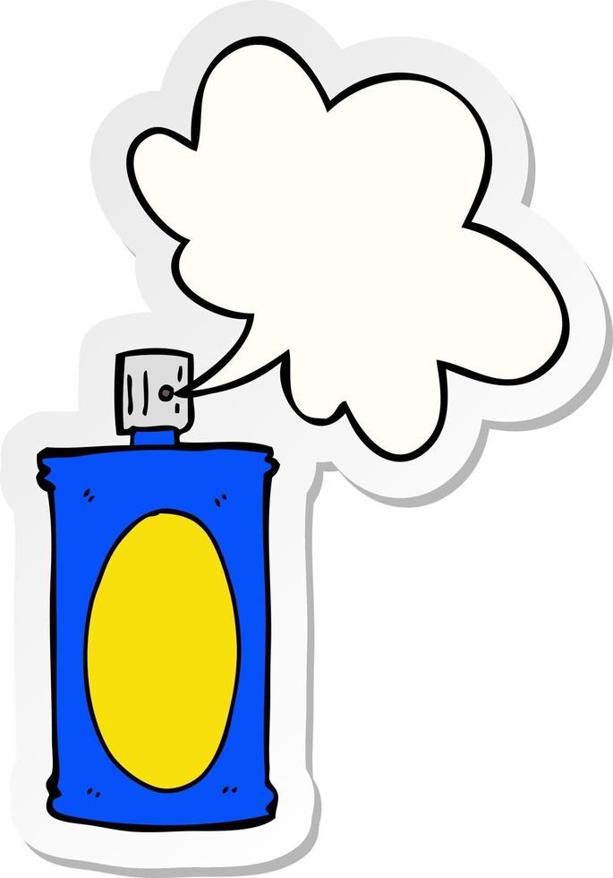 cartoon spray can and speech bubble sticker vector