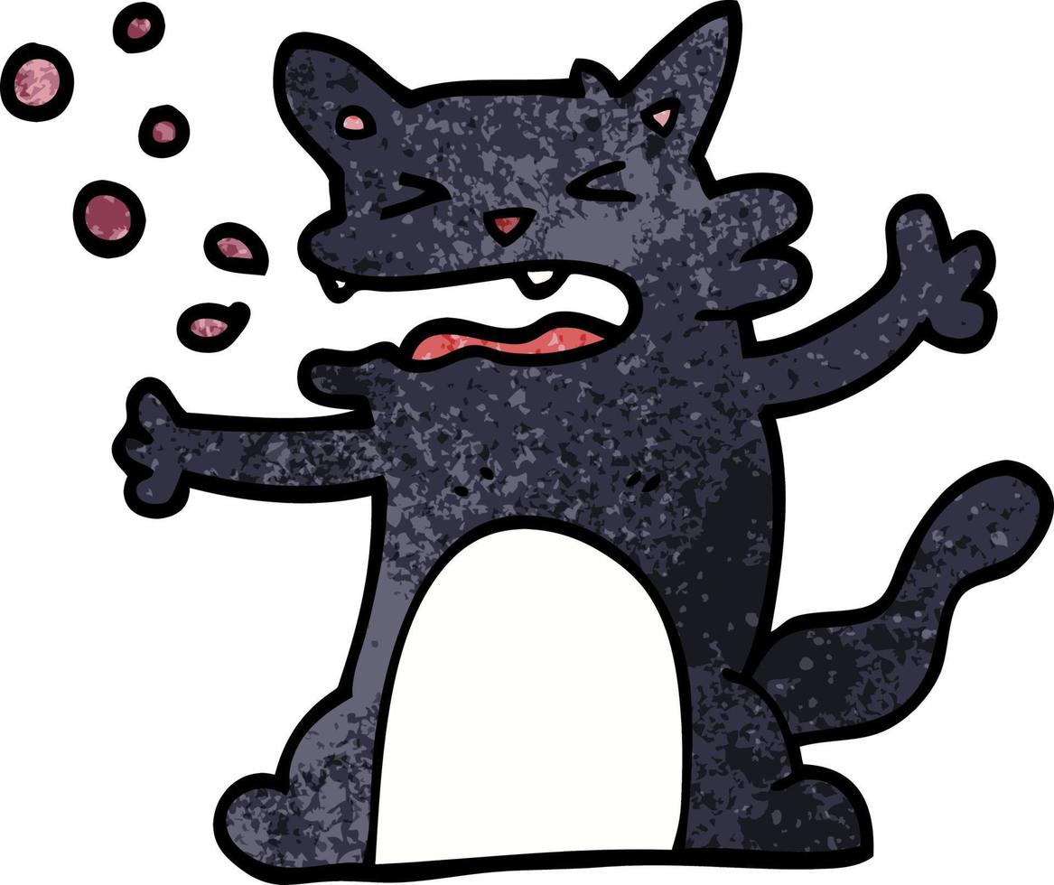 cartoon doodle hiccuping cat vector