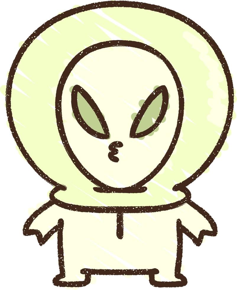 Cute Alien Chalk Drawing vector