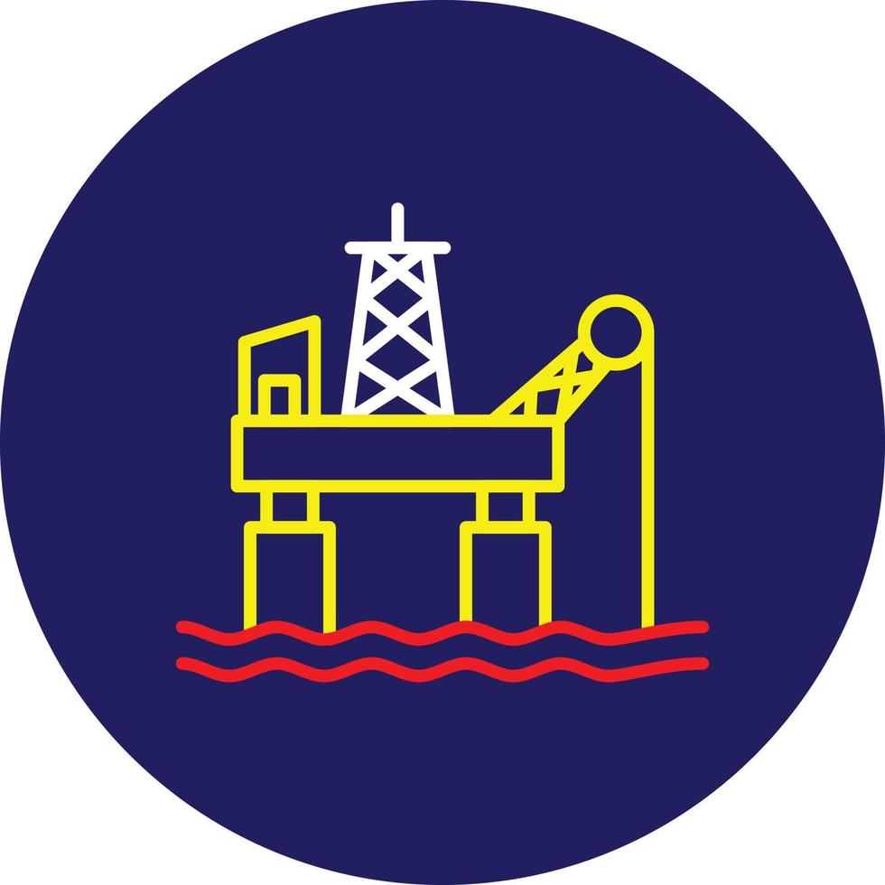 Oil Platform Line Multicolor vector