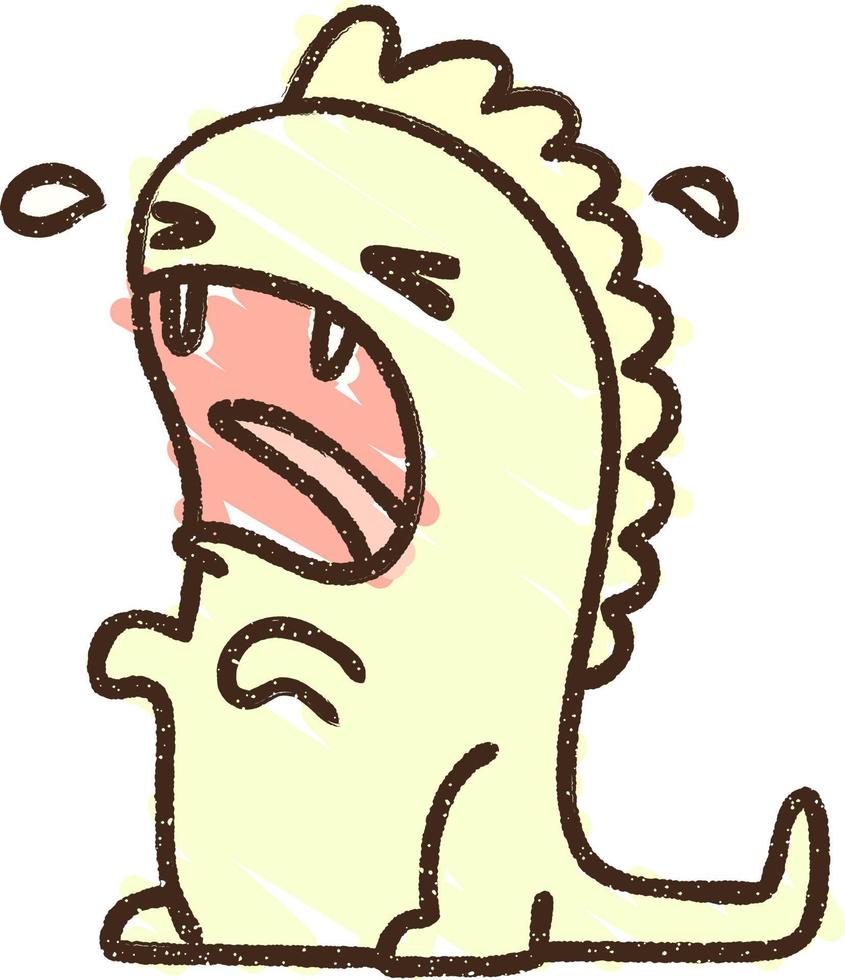 Crying Dinosaur Chalk Drawing vector