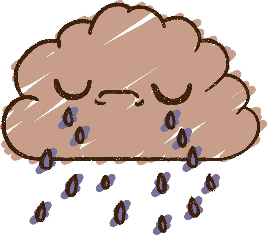 dibujo de tiza de nube de lluvia vector