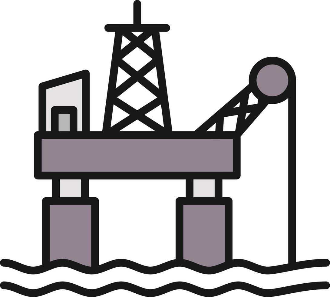 Oil Platform Line Filled vector