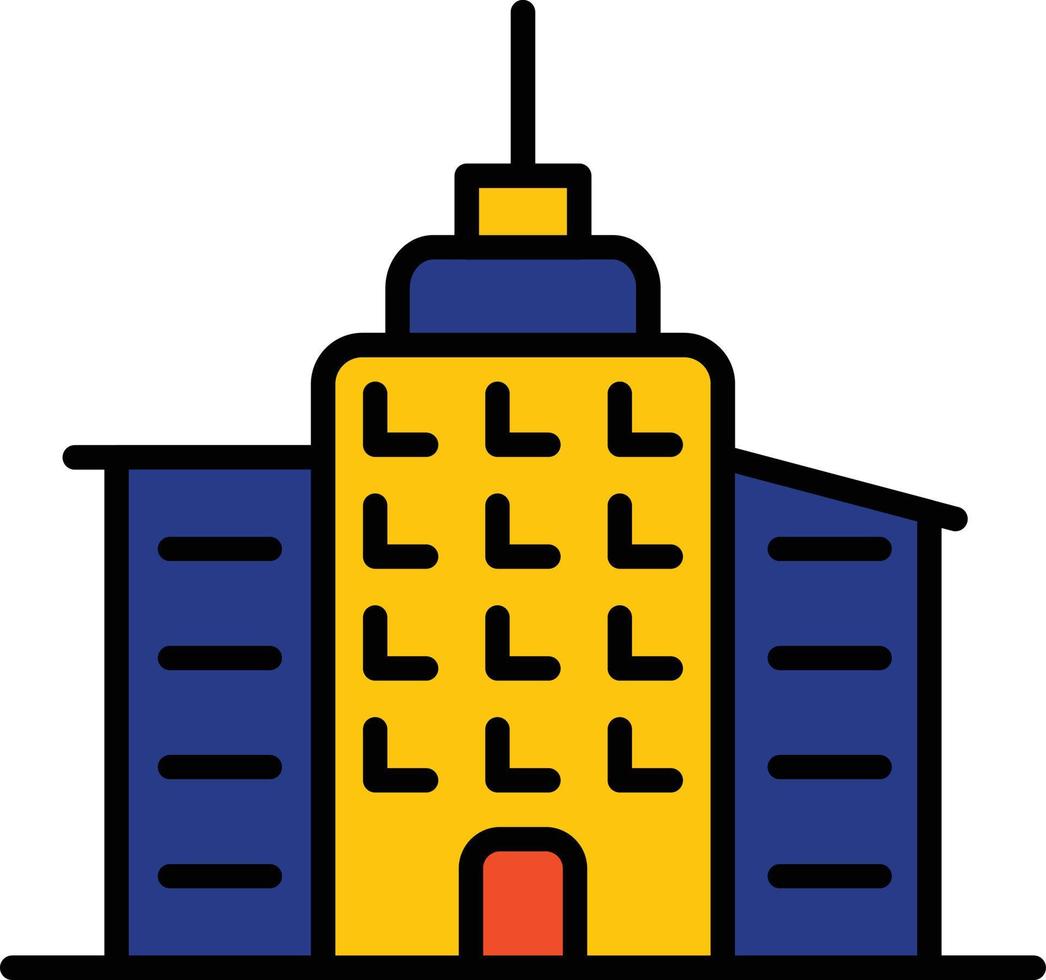 Office Building Line Filled vector