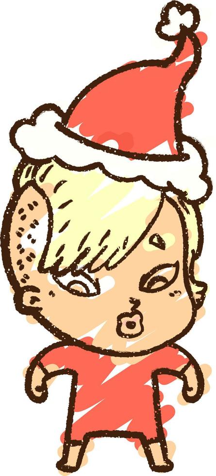 Christmas Astronaut Chalk Drawing vector