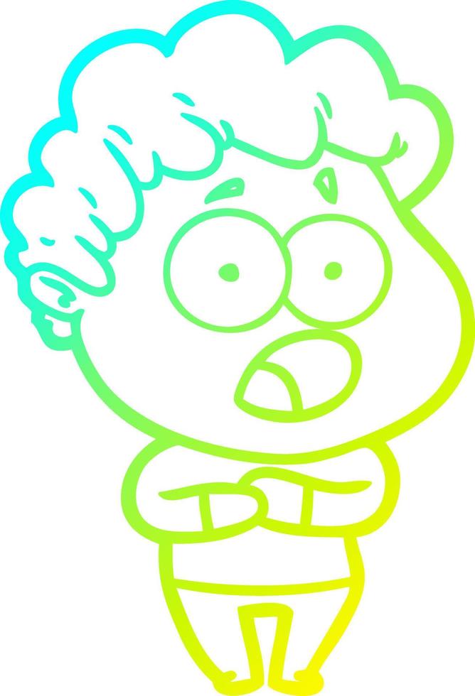 cold gradient line drawing cartoon shocked man vector