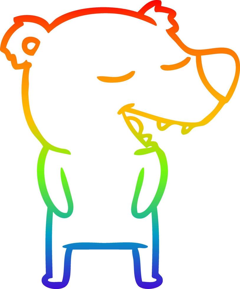 rainbow gradient line drawing cartoon bear vector