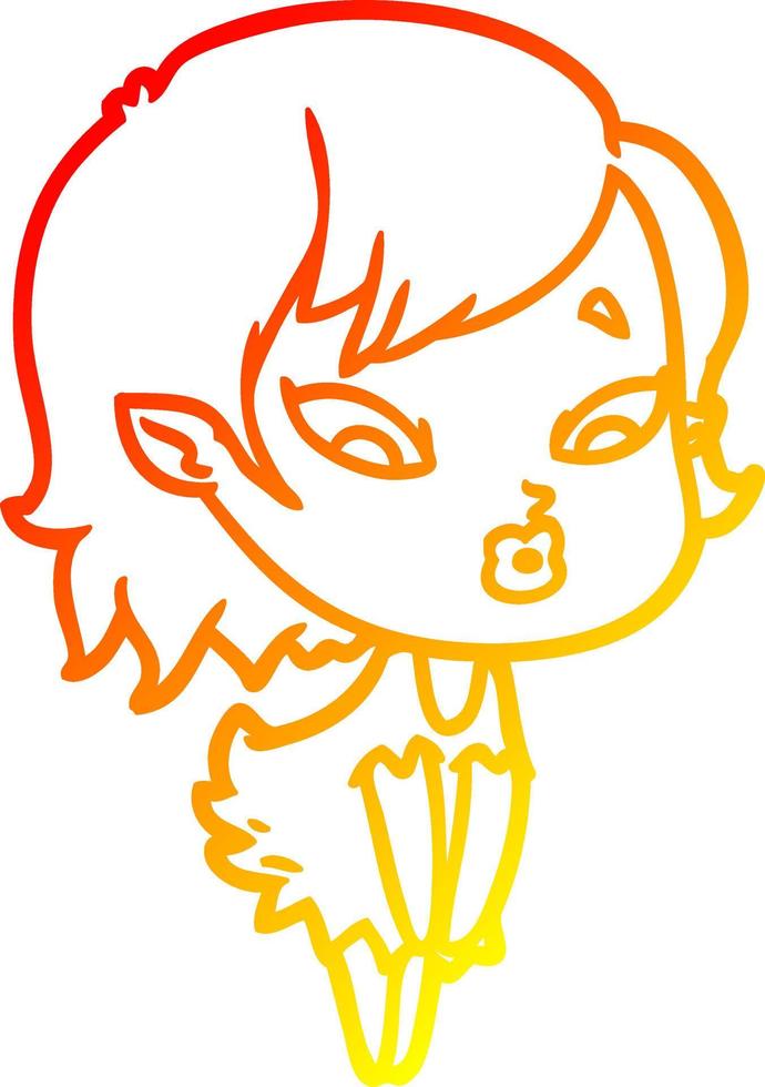 warm gradient line drawing cute cartoon vampire girl vector