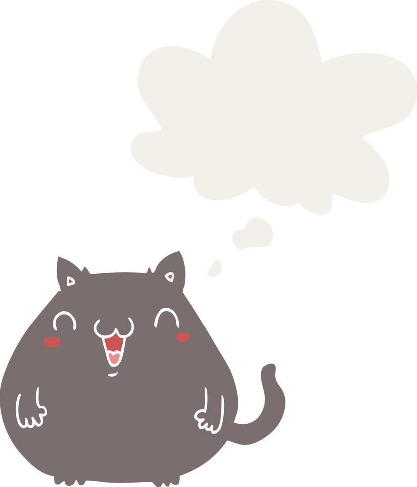 cartoon cat and thought bubble in retro style vector