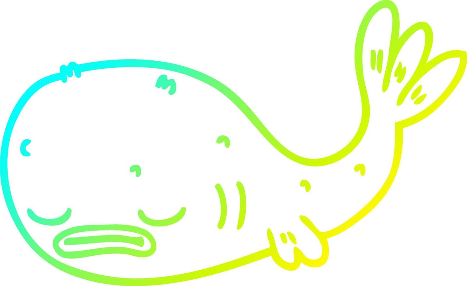 cold gradient line drawing cartoon fish vector