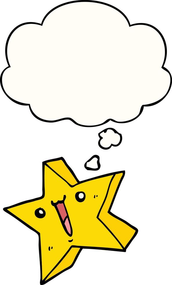 cartoon happy star and thought bubble vector