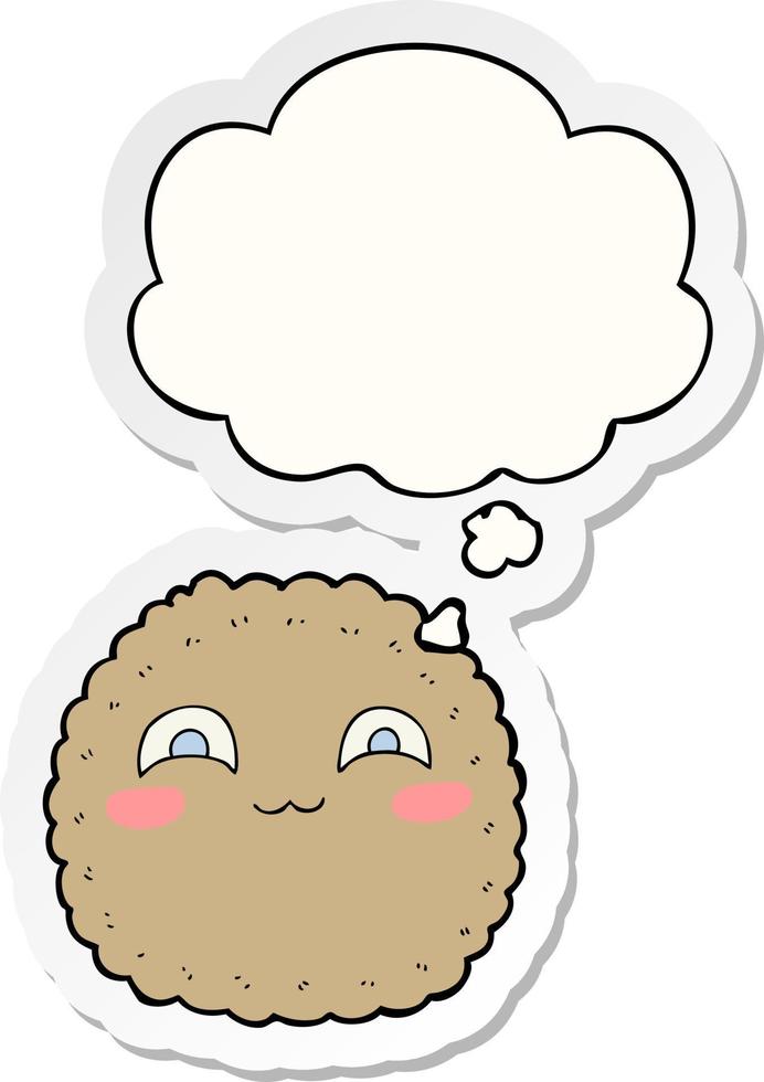 cartoon biscuit and thought bubble as a printed sticker vector