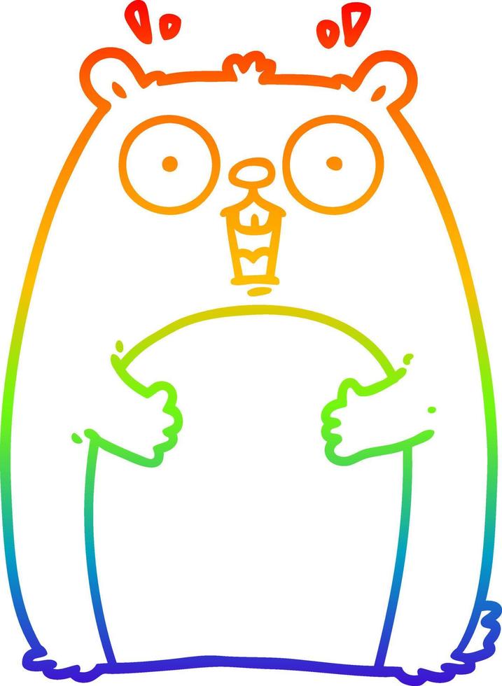 rainbow gradient line drawing cartoon shocked ground hog vector
