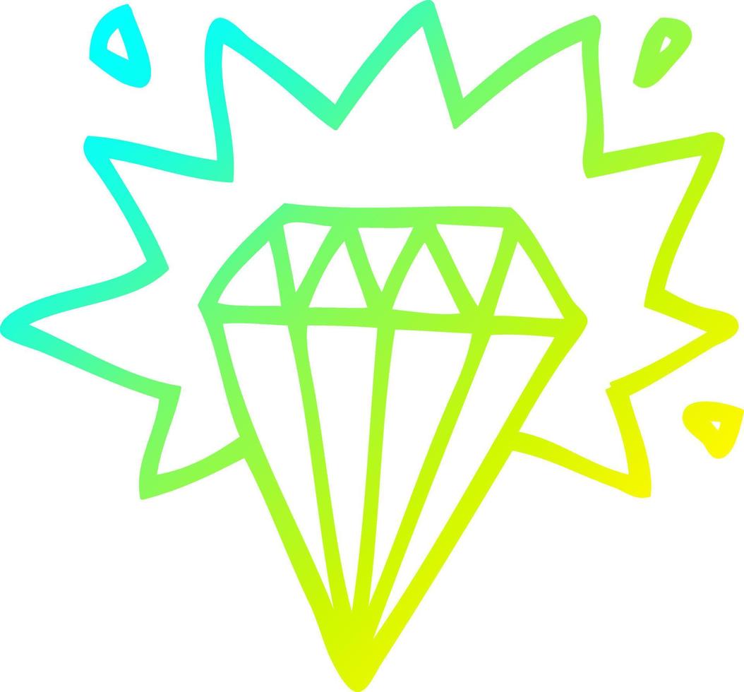 cold gradient line drawing cartoon tattoo diamond vector