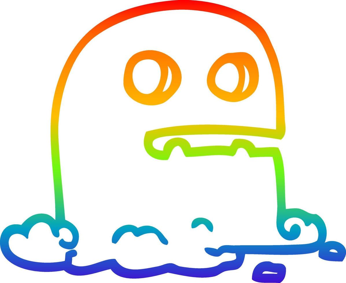 rainbow gradient line drawing cartoon spooky ghost vector