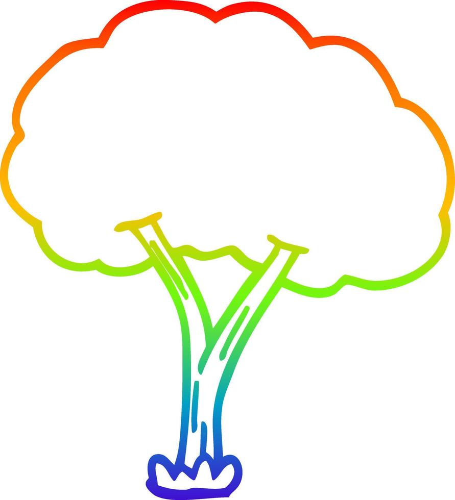 arco iris gradiente línea dibujo dibujos animados árbol floreciente vector