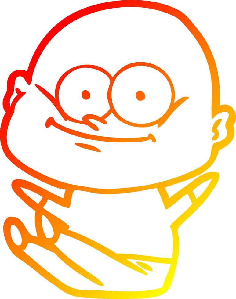 warm gradient line drawing cartoon bald man staring vector