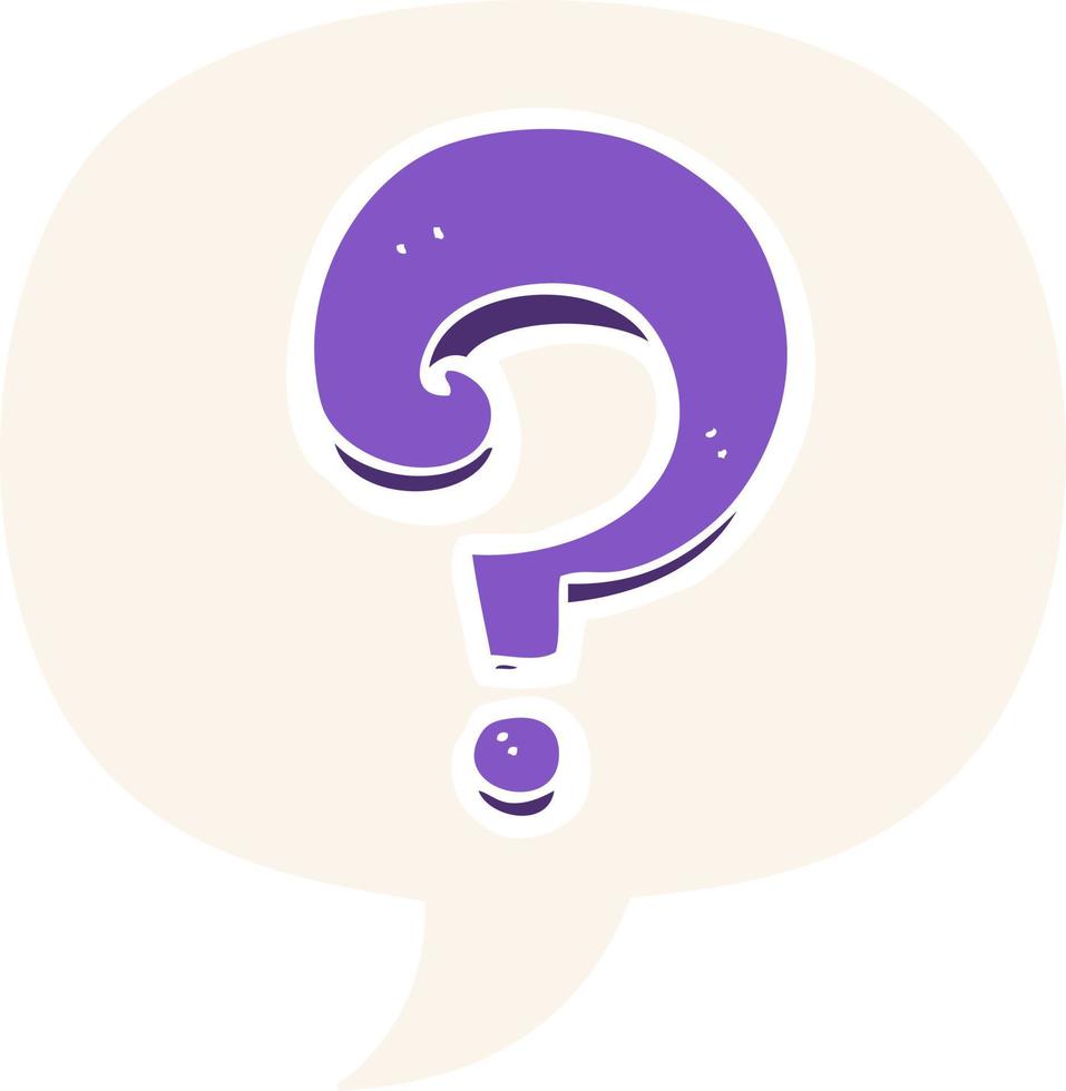 cartoon question mark and speech bubble in retro style vector